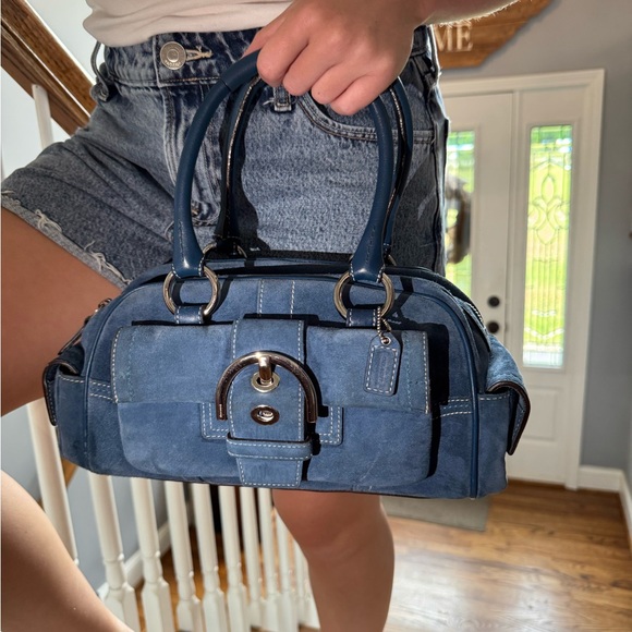 Coach Navy Blue Suede Ocelot SOHO ****RARE**** - Picture 1 of 12